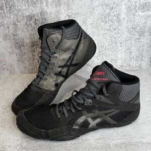 ASICS Snapdown Mens Wrestling Shoes Black Charcoal Grey 1081A030 Size 11.5